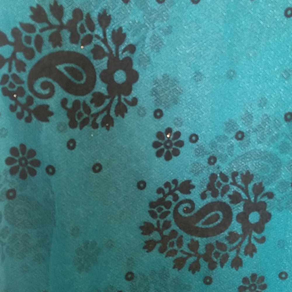 NWT Teal shear scarf with black embroidery. OS. - Picture 3 of 4
